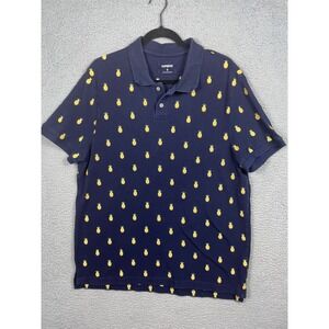 Express Mens Size XL Navy Polo Shirt Pineapple Print